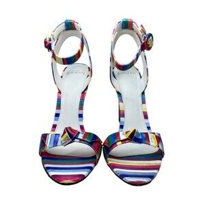NWT Alexandre Birman Clarita Wedge Multicolor Sandals 39.5 / 8.5 Rainbow Stripes